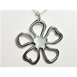 Sterling Silver Flower Shaped Pendant Necklace(7.01g). Approx. Retail $140