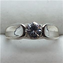 Sterling Silver Cz 6Mm 5Gms Ring (~Size 7.25), Suggested Retail Value $140