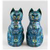 Pair of Chinese Bronze Cloisonne Cat