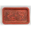 Chinese Red Lacquer Carved Dragons Tray