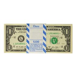 Pack of (100) Consecutive 2013 $1 Federal Reserve STAR Notes San Francisco
