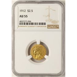 1912 $2 1/2 Indian Head Quarter Eagle Gold Coin AU55