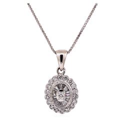 14KT White Gold 1.00 ctw Diamond Pendant with Chain