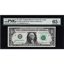 1977 $1 Federal Reserve Note St Louis PMG Gem Uncirculated 65EPQ Low Serial Numb