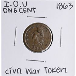 1863 I.O.U One Cent Civil War Token