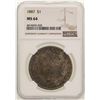 Image 1 : 1887 $1 Morgan Silver Dollar Coin NGC MS64