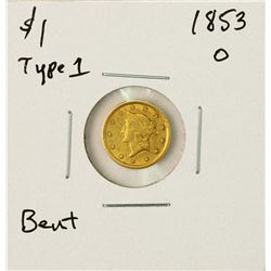 1853-O Type 1 $1 Liberty Head Gold Dollar Coin