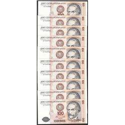 Lot of (10) 1987 Peru Cien Intis Uncirculated Bank Notes
