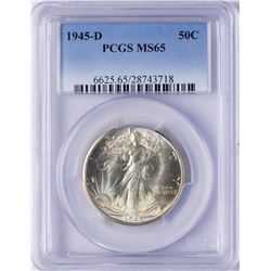 1945-D Walking Liberty Half Dollar Coin PCGS MS65