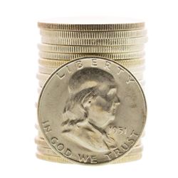 Roll of (20) Brilliant Uncirculated 1951-S Franklin Half Dollar Coins
