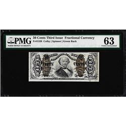 March 3, 1863 Fifty Cents Third Issue Fractional Currency Note PMG Choice Unc. 6