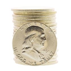 Roll of (20) Brilliant Uncirculated 1961 Franklin Half Dollar Coins