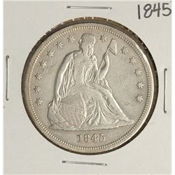 1845 $1 Seated Liberty Silver Dollar Coin