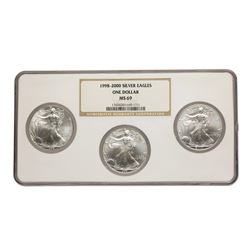 Lot of 1998-2000 $1 American Silver Eagle Coins NGC MS69