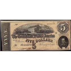 1864 $5 Confederate States of America Note