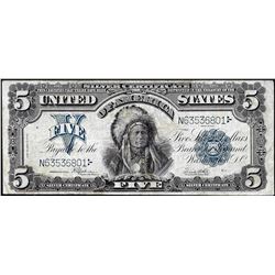 1899 $5 Indian Chief Silver Certificate Note