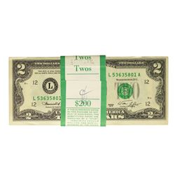 Pack of (100) Consecutive 1976 $2 Federal Reserve Notes San Francisco