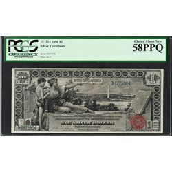 1896 $1 Educational Silver Certificate Note Fr.224 PCGS Choice About New 58PPQ