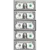 Image 1 : Lot of (5) $1 Federal Reserve Notes Minor Shift Errors