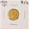 Image 1 : 1925-D $2 1/2 Indian Head Quarter Eagle Gold Coin