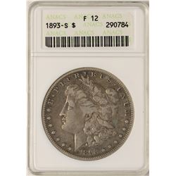 1893-S $1 Morgan Silver Dollar Coin ANACS F12