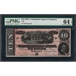 1864 $10 Confederate States of America Note T-68 PMG Choice Uncirculated 64EPQ
