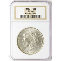 1886 $1 Morgan Silver Dollar Coin NGC MS64