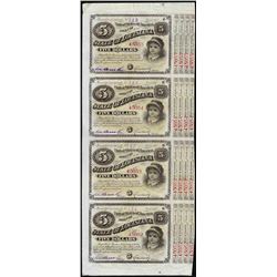 Uncut Sheet of (4) State of Louisiana Baby Bond Obsolete Notes