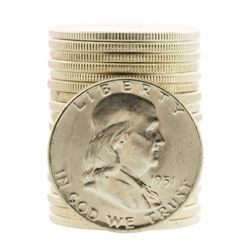 Roll of (20) Brilliant Uncirculated 1951 Franklin Half Dollar Coins