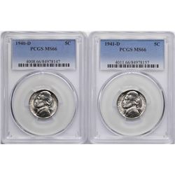 Lot of 1940-D & 1941-D Jefferson Nickel Coins PCGS MS66