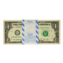 Pack of (100) Consecutive 2013 $1 Federal Reserve STAR Notes Chicago
