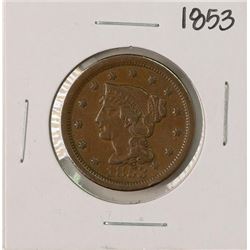 1853 Braided Hair Large Cent Coin