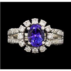 18KT White Gold 1.59 ctw Tanzanite and Diamond Ring