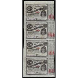 Uncut Sheet of (4) State of Louisiana Baby Bond Obsolete Notes