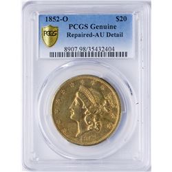 1852-O $20 Liberty Head Double Eagle Gold Coin PCGS AU Details