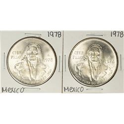 Lot of (2) 1978 Mexico Cien Pesos Silver Coins