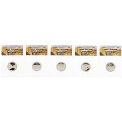 Lot of (5) 2011-S Proof Silver America Beautiful Quarter Coins ANACS PR70 DCAM
