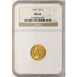 1927 $2 1/2 Indian Head Quarter Eagle Gold Coin MS63