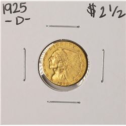 1925-D $2 1/2 Indian Head Quarter Eagle Gold Coin