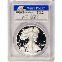 2015-W $1 Proof American Silver Eagle Coin PCGS PR70DCAM W/Miles Standish Signat