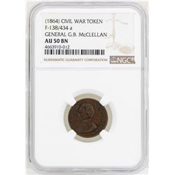 1864 Civil War Token General G.B. McClellan NGC AU50BN