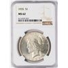 Image 1 : 1935 $1 Peace Silver Dollar Coin NGC MS62