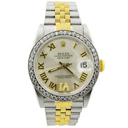 Rolex Ladies Datejust 18KT Yellow Gold & Steel 31mm Silver Roman Diamond Dial Wa