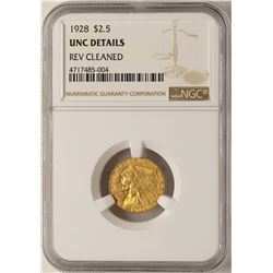 1928 $2 1/2 Indian Head Quarter Eagle Gold Coin NGC Unc Details