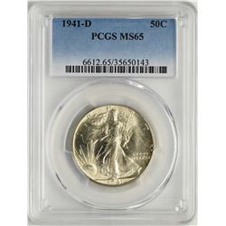 1941-D Walking Liberty Half Dollar Coin PCGS MS65