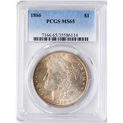 1886 $1 Morgan Silver Dollar Coin PCGS MS65