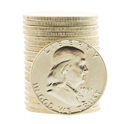 Roll of (20) Brilliant Uncirculated 1951 Franklin Half Dollar Coins