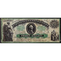 1861 $20 Virginia Treasury Obsolete Note Note