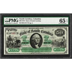1872 $50 State of South Carolina Revenue Bond Obsolete Note PMG Gem Uncirculated