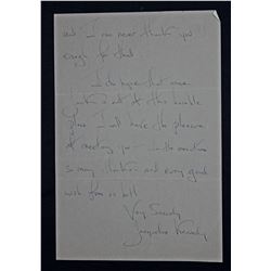 Jacqueline Kennedy Handwritten Letter Signed. Two pages (recto 